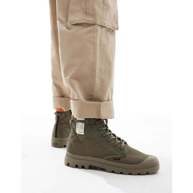 Palladium Pampa re quilted boot in olive ASOS