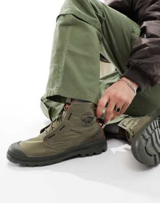 Palladium Pampa travel lite lace up boots in khaki