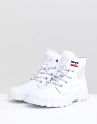 palladium pampa white hi rive gauche flat ankle boots