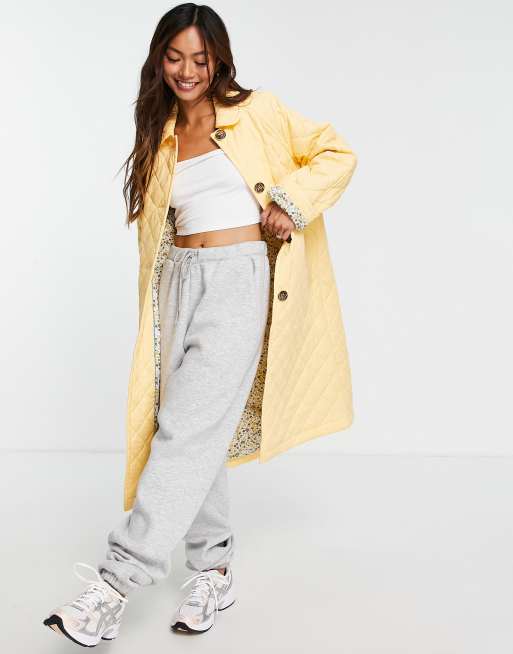 Yellow quilted jacket on sale womens