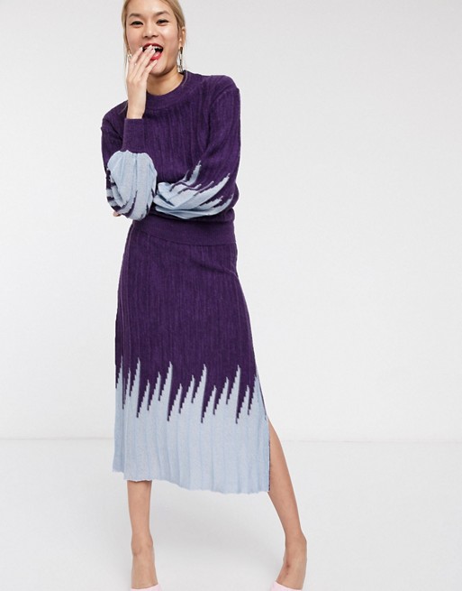 Palones Luna Lurex Pull on Skirt co-ord in Purple & Blue