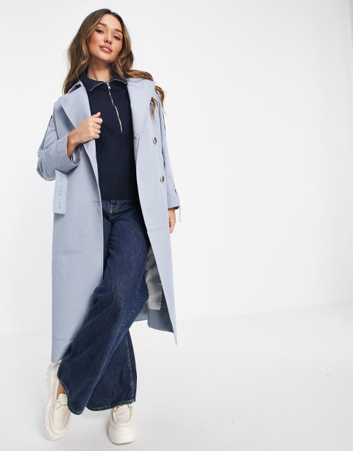 Palones oversized trench coat in blue ASOS