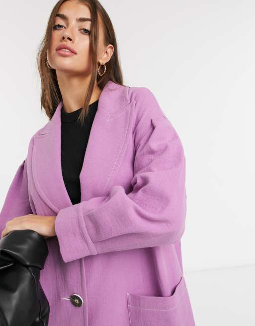 Palones pleat sleeve duster coat in lilac