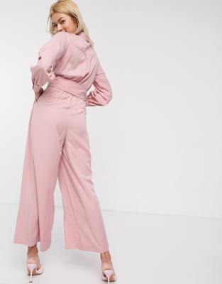 pink belted jumpsuit