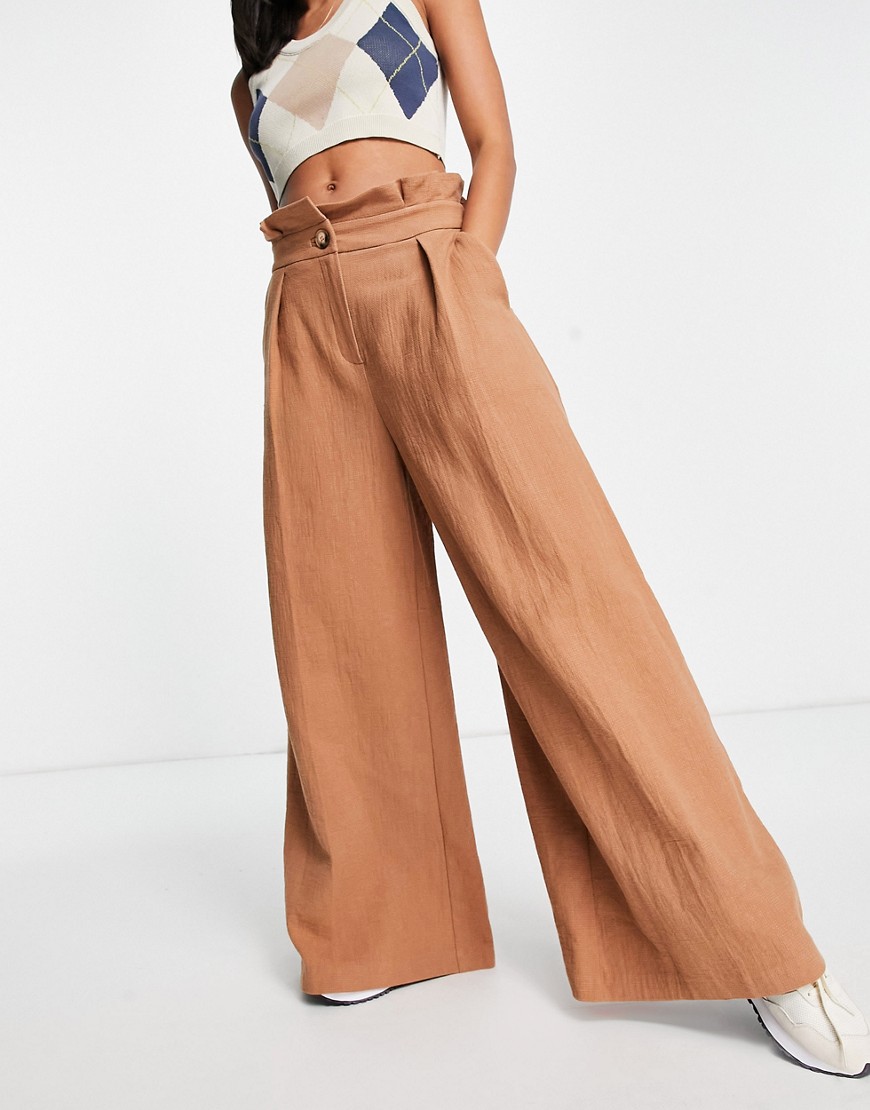 Palones wide leg trouser in tan-Brown