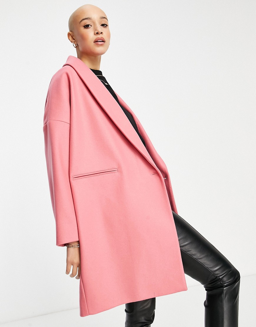 Пальто-кокон розового цвета French Connection-Розовый цвет