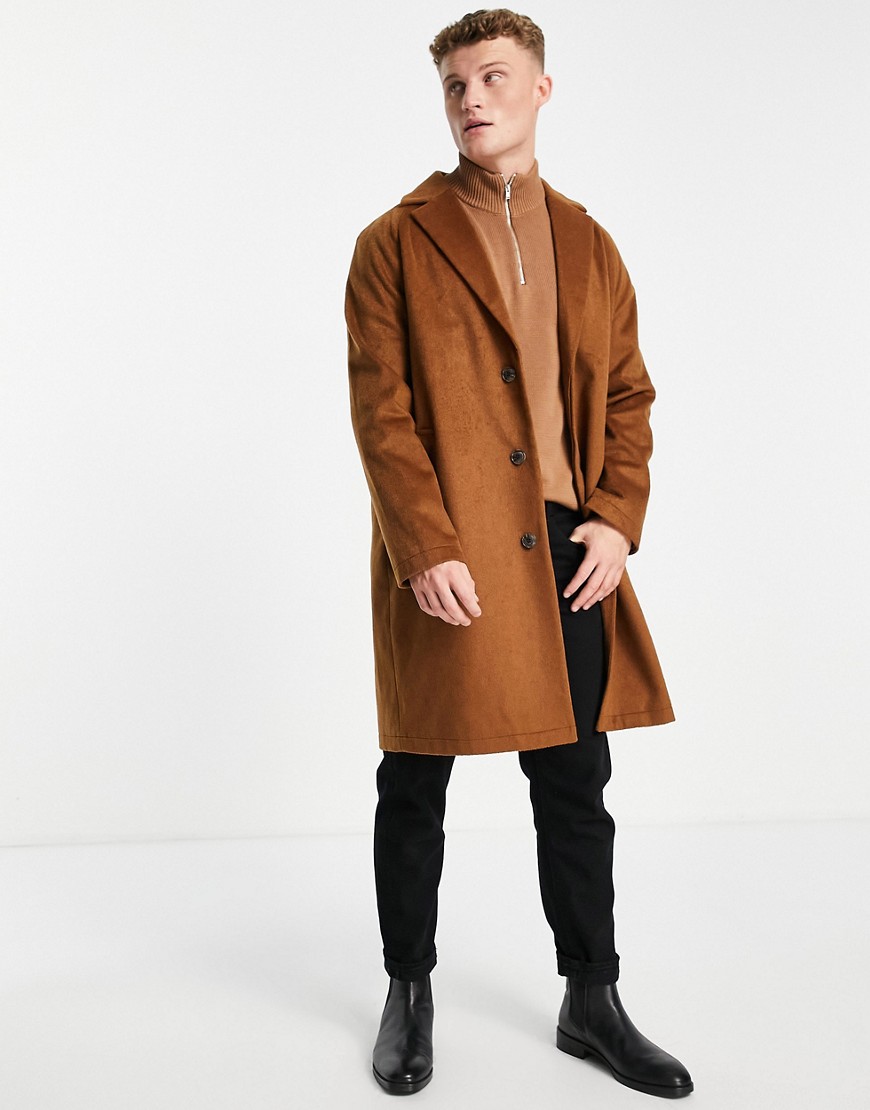 Пальто-кокон с добавлением шерсти -Коричневый цвет Harry Brown 105680224