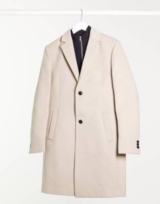 Строгие пальто  Asos Пальто цвета экрю из искусственной шерсти Topman-Белый