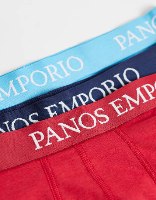 Panos Emporio Panos emporio 3 pack base bamboo boxer set in mixed blue and red in multi, 2 of 3