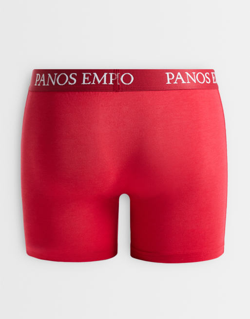 Panos Emporio Panos emporio 3 pack base bamboo boxer set in mixed blue and red in multi, 3 of 3