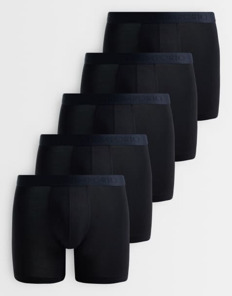 Panos Emporio Panos emporio 5 pack bamboo cotton boxer briefs in black in black - view 1