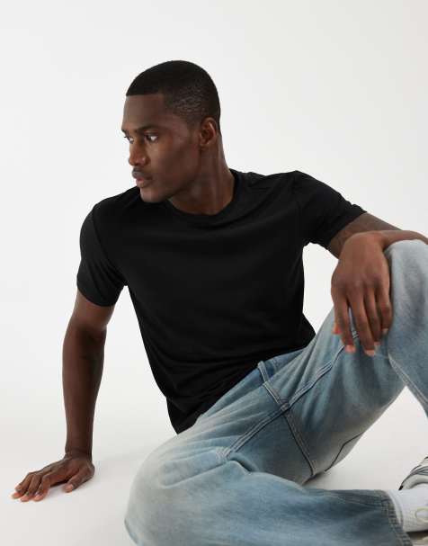 Panos Emporio Panos emporio bamboo cotton crew neck tee in black in black - view 1