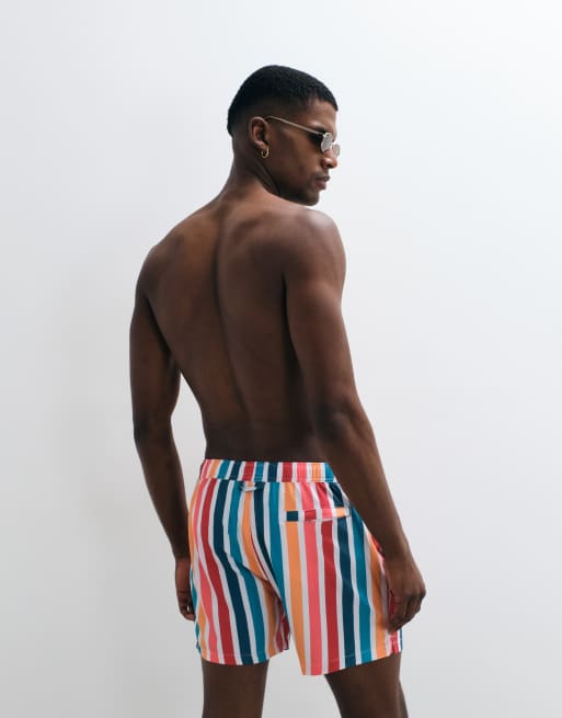 Panos Emporio Panos emporio classic swimshort in multi stripe in multi, 2 of 5