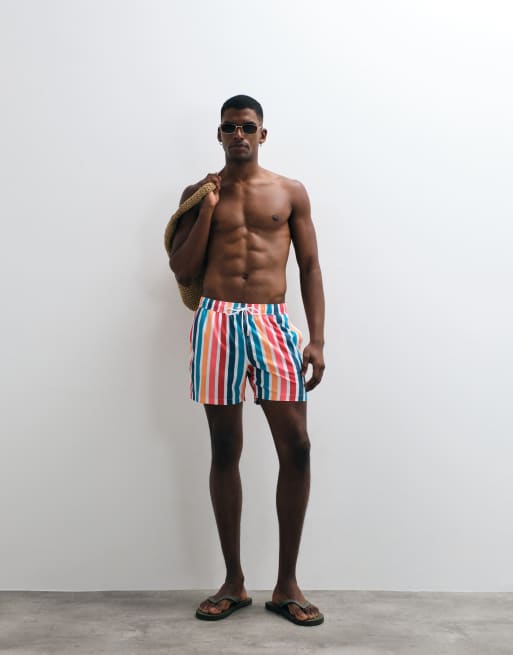 Panos Emporio Panos emporio classic swimshort in multi stripe in multi, 4 of 5