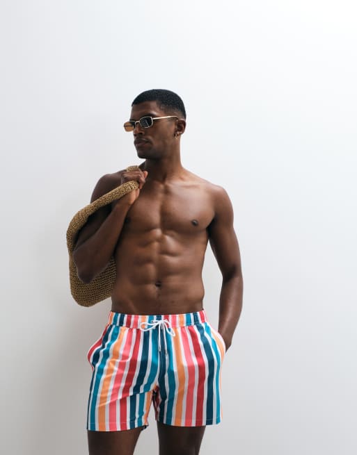 Panos Emporio Panos emporio classic swimshort in multi stripe in multi, 5 of 5