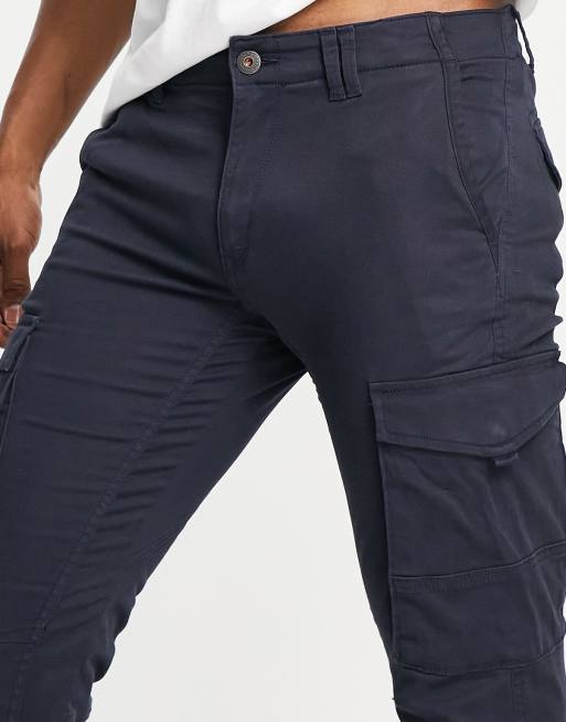 Pantalón cargo azul marino de corte slim con bajo ajustado de Jack & Jones Intelligence , 4 de 4