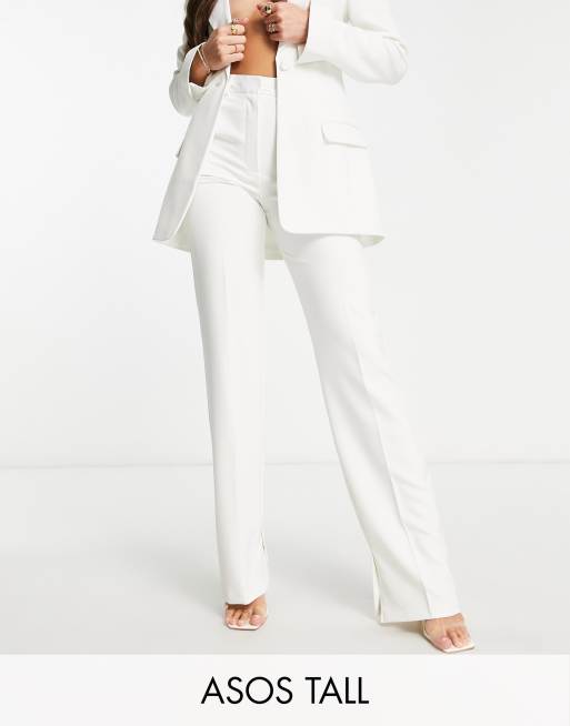 Pantalón de esmoquin color marfil de pernera recta de ASOS DESIGN Tall