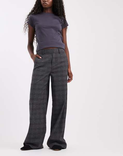 Pantalón de traje de pernera ancha a cuadros gris oscuro - view 1
