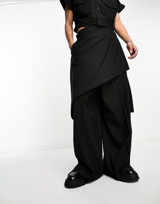 Pantalón de vestir negro con falda superpuesta de ASOS DESIGN (parte de un conjunto), 2 de 5