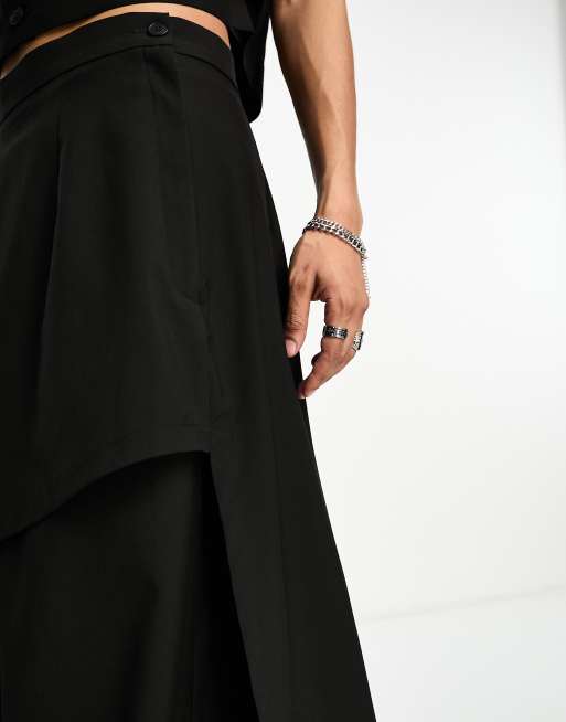 Pantalón de vestir negro con falda superpuesta de ASOS DESIGN (parte de un conjunto), 3 de 5