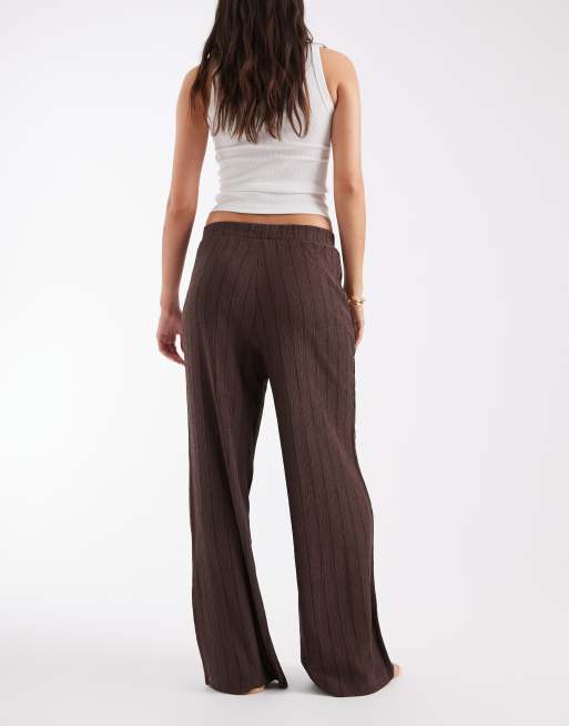 pantalon large texturé marron, 3 de 5