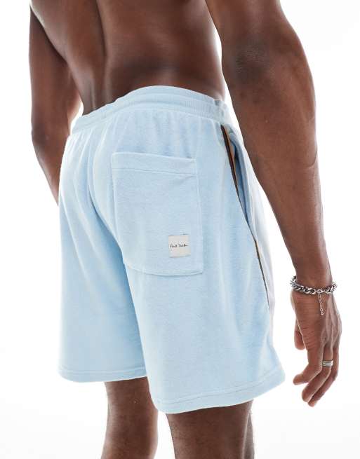 Pantaloncini da bagno - Pantaloncini da mare azzurri in spugna in coordinato, 2 di 4