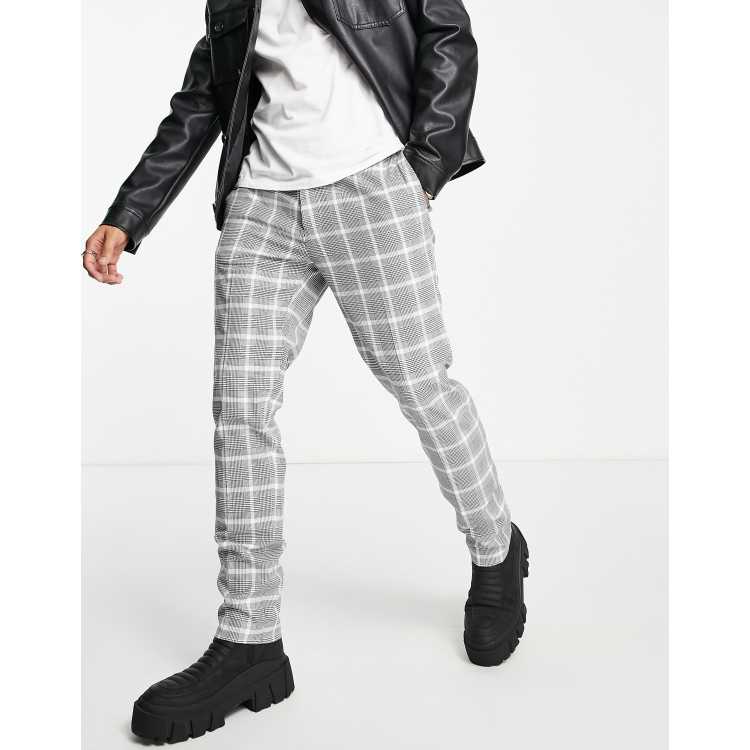 perdonar Ambiente Abultar Pantalones a cuadros blancos y negros de corte pitillo de Topman | ASOS