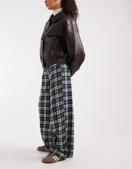 Pantalones a cuadros cepillados de pernera ancha sin cierres de ASOS DESIGN, 2 de 5