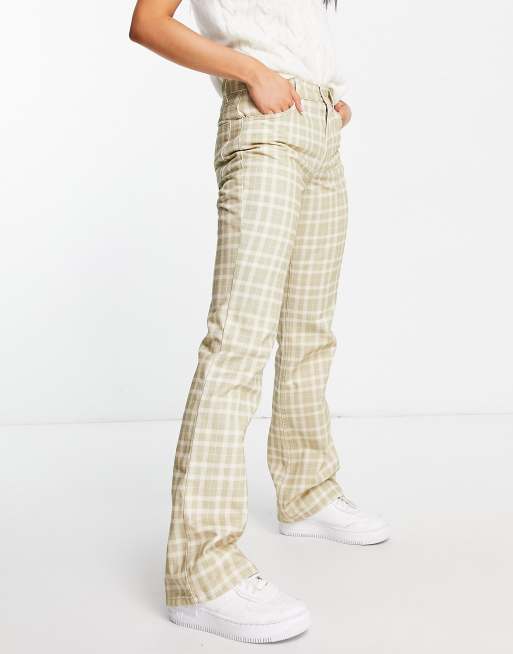 Pantalones a cuadros color salvia de corte extralargo acampanado de ASOS DESIGN