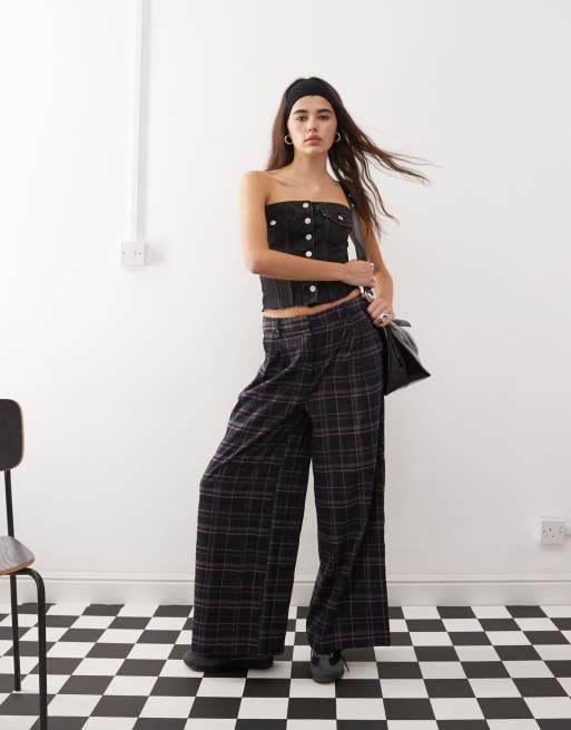 Pantalones a cuadros de colores de pernera ancha de COLLUSION