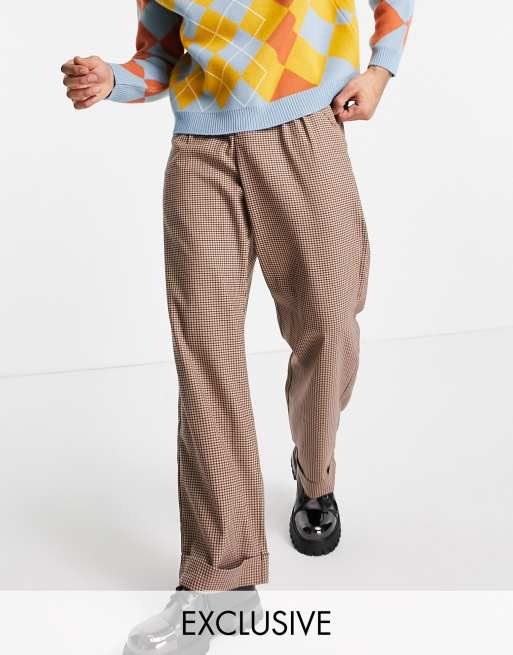 Pantalones a cuadros de talle alto y corte holgado de Reclaimed Vintage Inspired