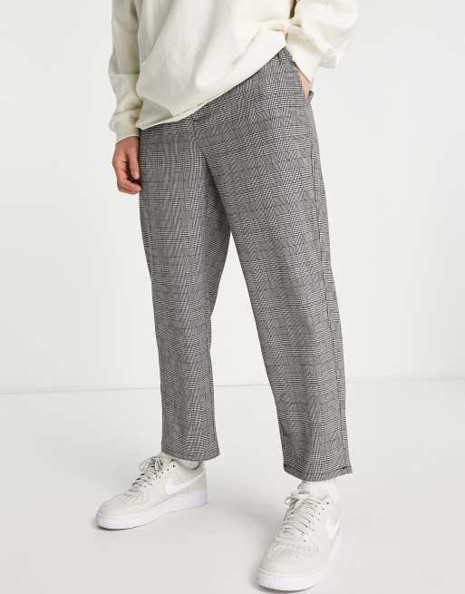 Pantalones a cuadros grises de corte amplio de Only & Sons