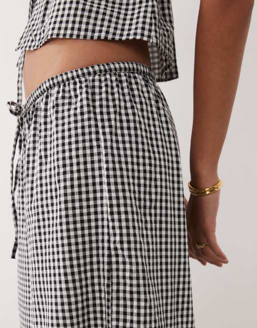 Pantalones a cuadros vichy blancos y negros con cordón ajustable exclusivos de Esmée (parte de un conjunto), 5 de 5