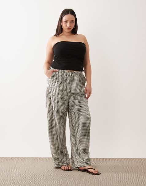 Pantalones a cuadros vichy sin cierres de ASOS DESIGN Curve - view 1