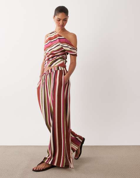 Pantalones a rayas con abertura en el bajo de mezcla de lino Elstow de Nobody's Child (parte de un conjunto) - view 1