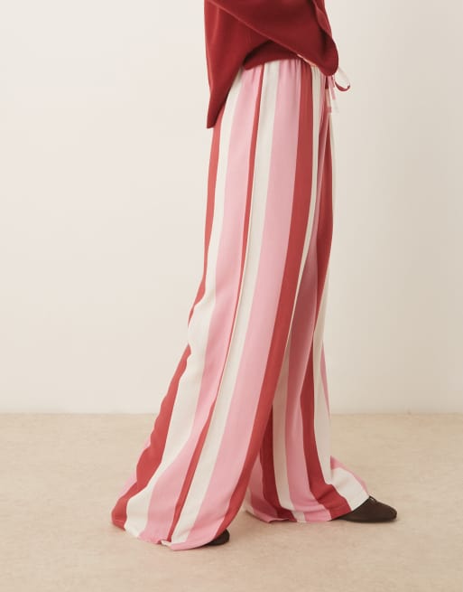 Pantalones a rayas rosas sin cierres de mezcla de lino de ASOS DESIGN, 4 de 5