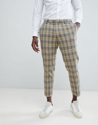 Sin valor Caramelo Exclusivo Pantalones ajustados de traje con cuadros escoceses en amarillo de ASOS  DESIGN | ASOS