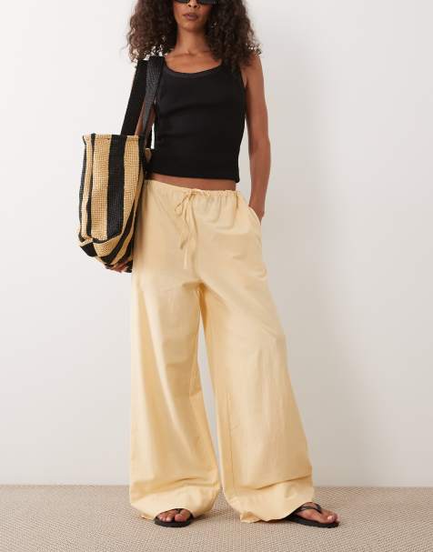 Pantalones amarillo pastel de mezcla de lino de ASOS DESIGN (parte de un conjunto) - view 1