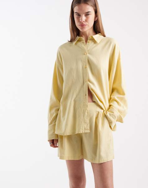 Pantalones amarillo pastel de mezcla de lino de JJXX (parte de un conjunto) - view 1