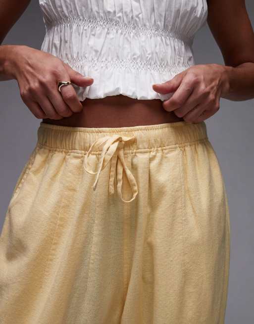 Pantalones amarillos de corte globo de mezcla de lino de Topshop, 2 de 5