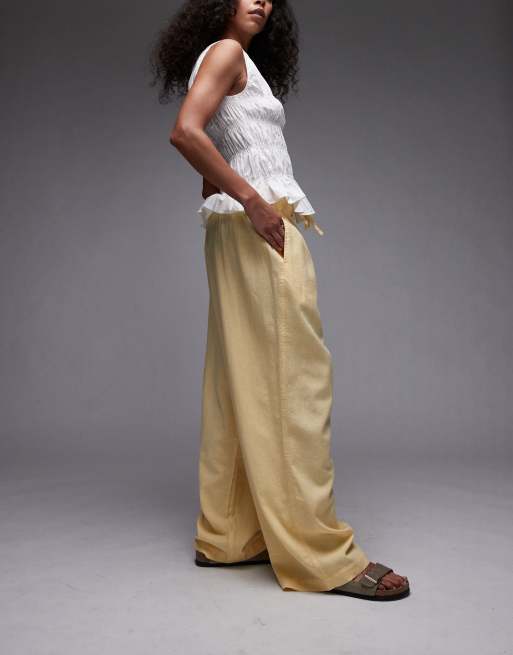 Pantalones amarillos de corte globo de mezcla de lino de Topshop, 3 de 5