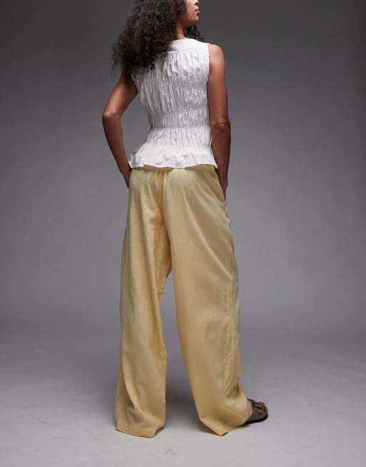Pantalones amarillos de corte globo de mezcla de lino de Topshop, 4 de 5