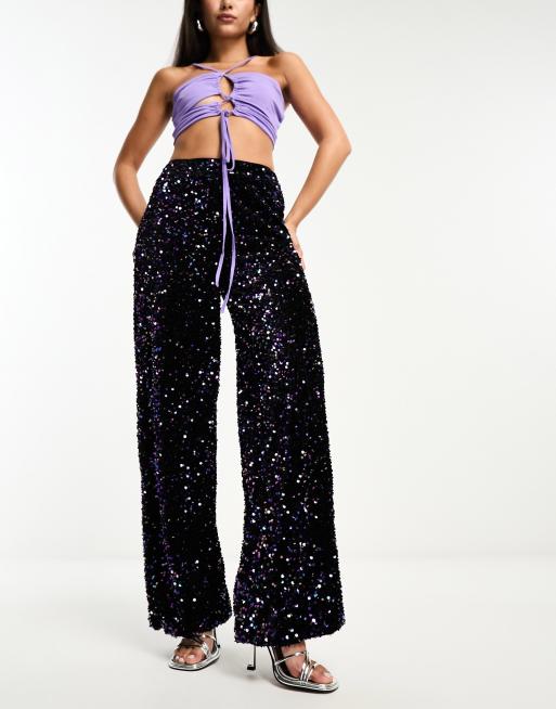 Pantalones arcoíris de pernera ancha holgada de terciopelo de Extro & Vert, 4 de 4