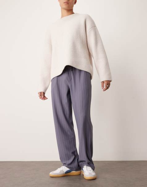 Pantalones azul cerceta holgados con raya diplomática de ASOS DESIGN (parte de un conjunto) - view 1