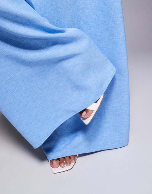 Pantalones azul claro con cintura estilo paperbag de ASOS LUXE (parte de un conjunto), 5 de 5