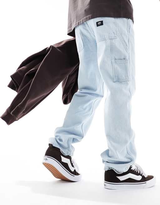 Pantalones azul claro sueltos de estilo carpintero de pana Drill