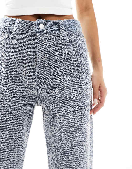 Pantalones azul denim de pernera recta de bouclé de SIMMI (parte de un conjunto), 2 de 5