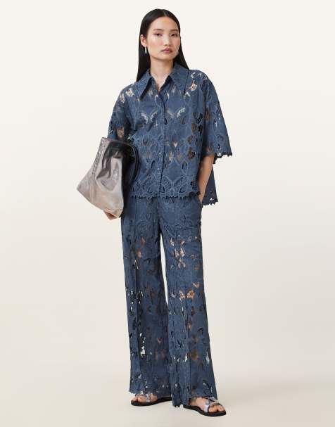 Pantalones azul empolvado con diseño bordado Charli de AllSaints - view 1
