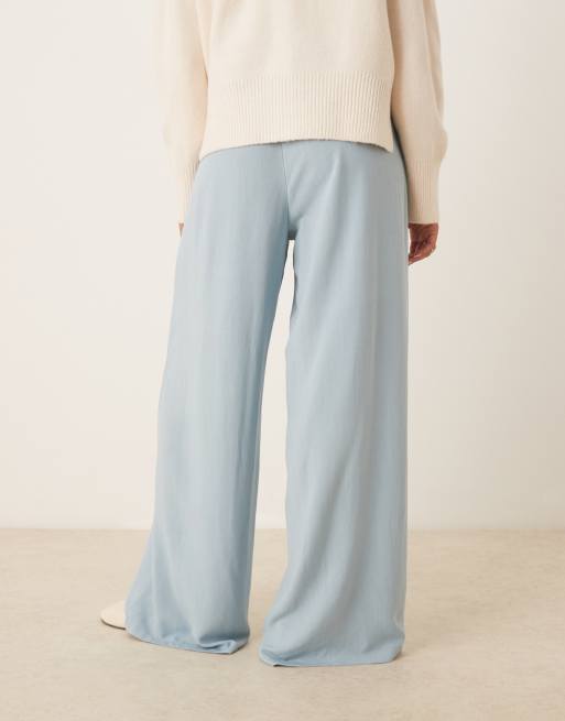 Pantalones azul empolvado sin cierres de mezcla de lino de ASOS DESIGN, 3 de 5