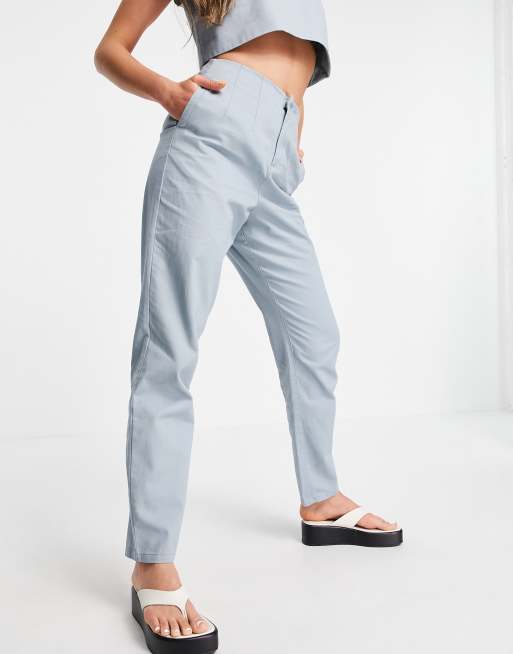Pantalones azul huevo de pato de pinzas y corte slim de ASOS DESIGN (parte de un conjunto)